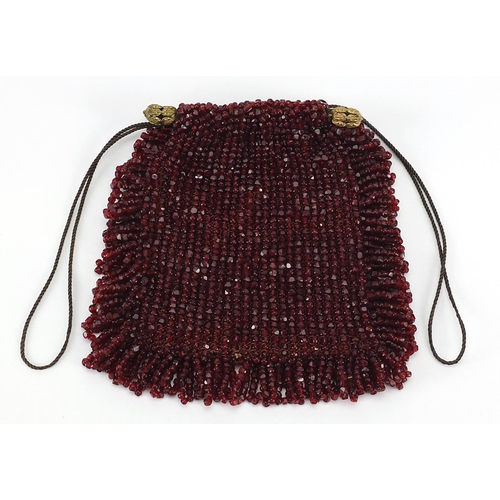 1821 - Vintage beadwork clutch bag with gilt metal mounts, 14cm high