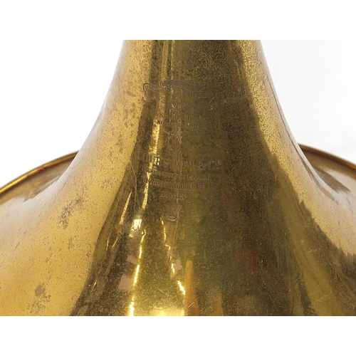 714 - Couesnon & Co, brass French tenor cor with case, 41cm high