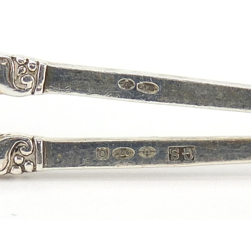 269 - Georg Jensen, pair of Danish silver sugar tongs, 10cm in length, 24.2g