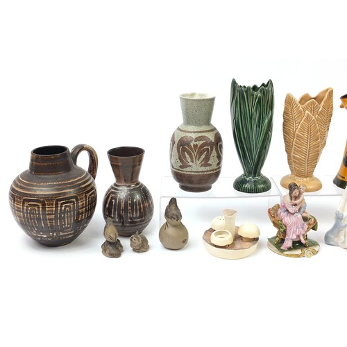 1426 - Collectable china to include Rye vases, Carltonware mushroom cruet set, Poole Pottery animals, Capod... 