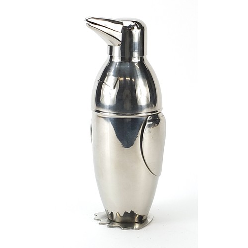 1227 - Art Deco design cocktail shaker in the form of a penguin, 22.5cm high