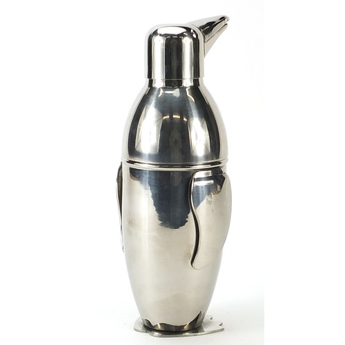 1227 - Art Deco design cocktail shaker in the form of a penguin, 22.5cm high