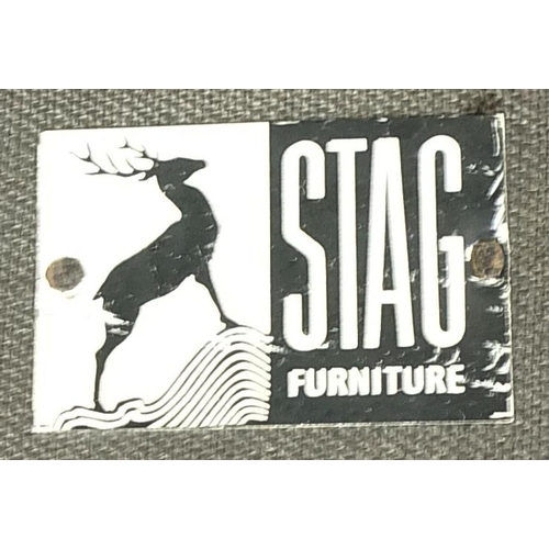 664 - Stag, vintage industrial stool with leather seat, 44cm high