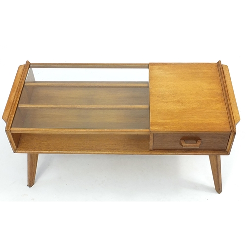 679 - G Plan E Gomme, 1950's Brandon teak coffee table with glass top and drawer, 41cm H x 89cm W x 40cm D