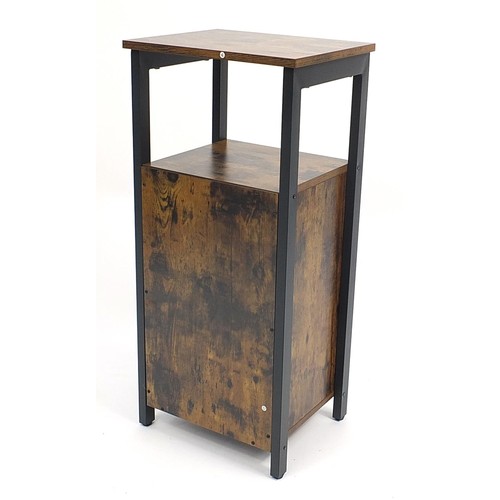 660 - Industrial wooden and metal side cabinet with cupboard base, 81cm H x 37cm W x 30cm D