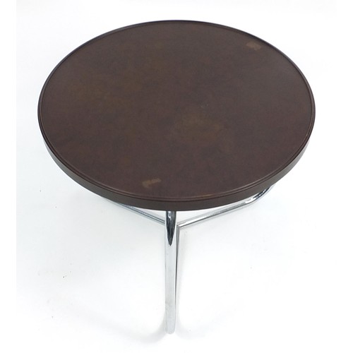 685 - Vintage Bakelite coffee table with chrome base, 53cm high x 60cm in diameter