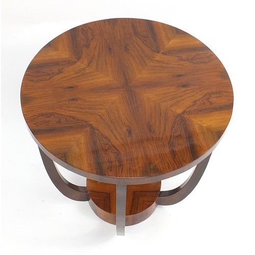 662 - Circular Art Deco design walnut effect occasional table with under tier, 61cm high x 59.5cm in diame... 