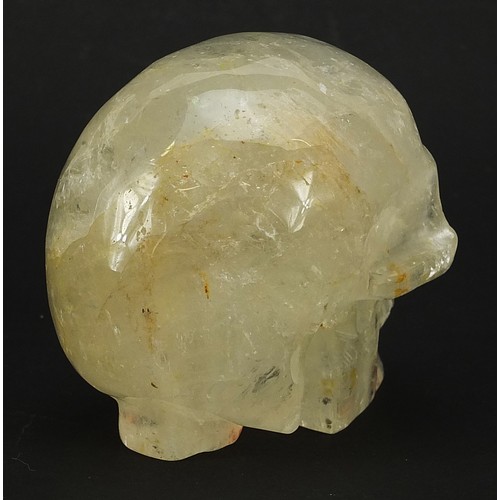 1196 - Rock crystal carving of a human skull, 10cm in length