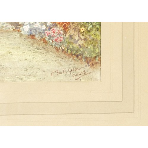 1502 - James Matthews - At Buck's Green, Sussex, watercolour, Chas L Beer Fine Art label verso, mounted, fr... 