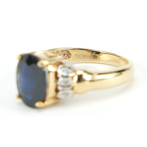 1003 - 18ct gold sapphire and diamond ring, size N, 5.9g