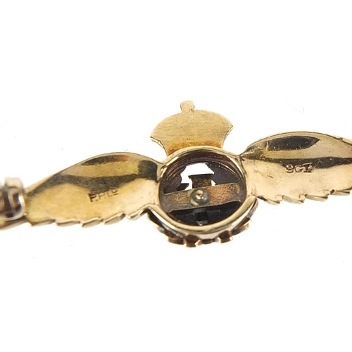 928 - 9ct gold and enamel RAF wings sweetheart brooch, 4.5cm wide, 3.9g