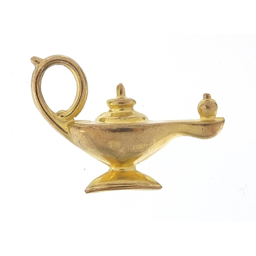 931 - 9ct gold Aladdin's genie lamp charm, 2.5cm in length, 1.6g