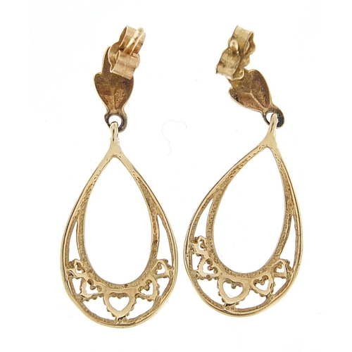 967 - Pair of 9ct gold drop earrings, 2.5cm high, 1.4g