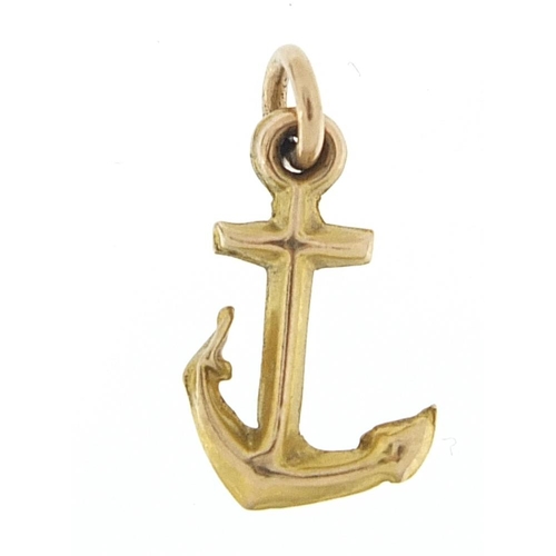 973 - 9ct gold anchor charm, 1.5cm high, 0.4g