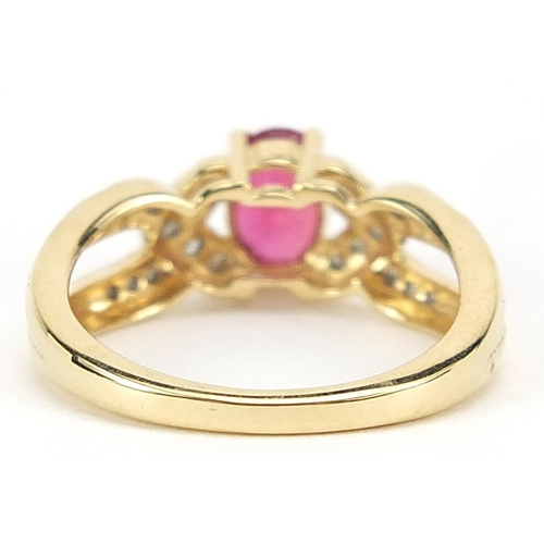 991 - 18ct gold ruby and diamond ring, size N, 4.4g