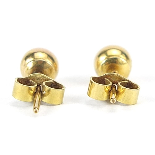 998 - Pair of 9ct gold ball stud earrings, 5mm in diameter, 0.8g