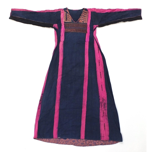 451 - Palestinian dress embroidered with flowers, 140cm in length