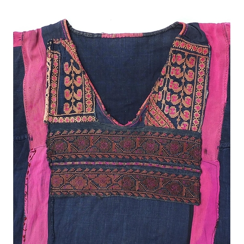 451 - Palestinian dress embroidered with flowers, 140cm in length