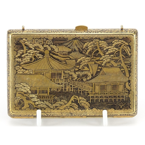49 - Japanese vanity case with mirrored interior by Okumura, 10cm wide