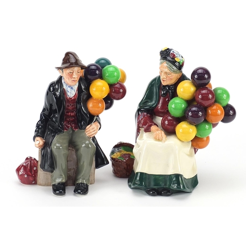 503 - Two Royal Doulton figures, The Balloon Man HN1954 and The Old Balloon Seller HN1315, 18cm high