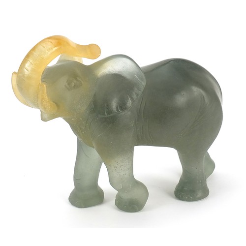 223A - Daum, French Crystal Pate de Verre Elephant with box, 23cm in length