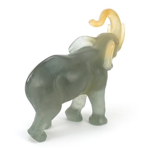 223A - Daum, French Crystal Pate de Verre Elephant with box, 23cm in length