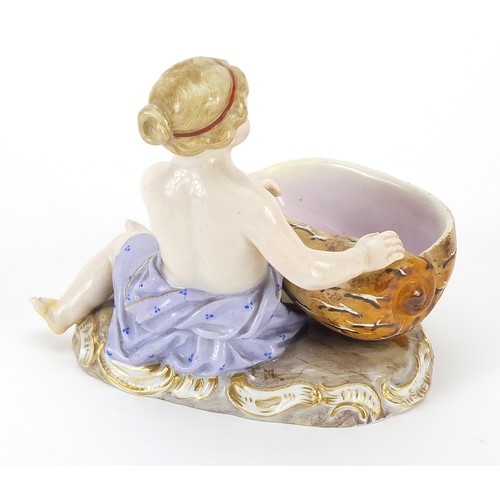 175A - Meissen, 19th century German porcelain figural salt dish of a young girl, 10.5cm high