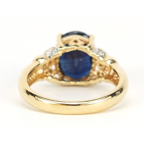 1003 - 18ct gold sapphire and diamond ring, size N, 5.9g