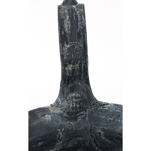 285 - Antique Roman Blackware handled vessel, 18.5cm high