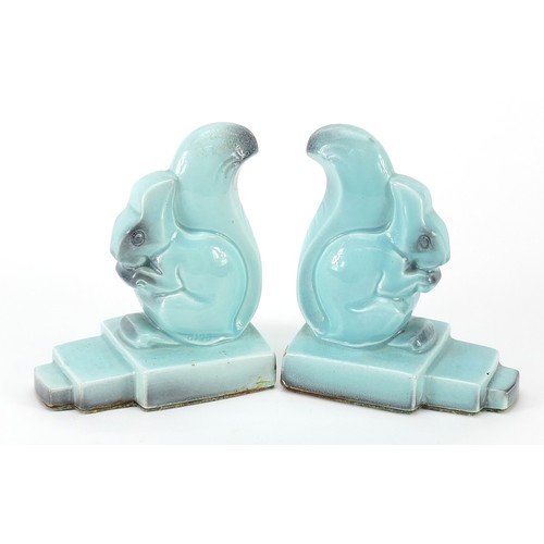 327 - Pair of Art Deco squirrel design bookends, each 14.5cm high