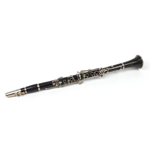 705 - Lafleur four piece ebonised clarinet imported by Boosey & Hawkes London, numbered 11923, housed in a... 