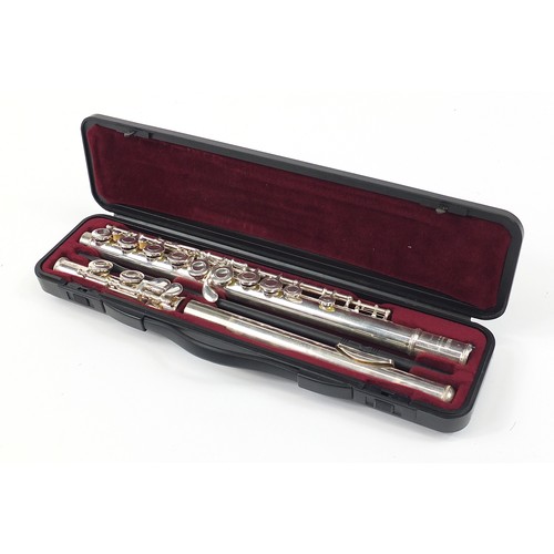 707 - Yamaha silver plated three piece flute numbered 211SII, housed in a fitted case