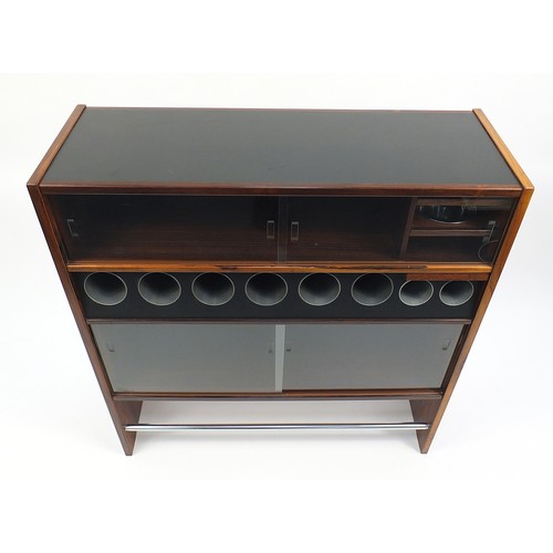 645 - Poul Heltborg for Heltborg Mobler, Danish rosewood cocktail or buffet bar with sliding glass doors, ... 