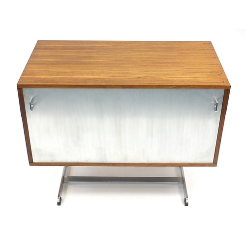 648 - Richard Young for Merrow Associates, 1970's rosewood and chrome side cabinet with drop down front en... 