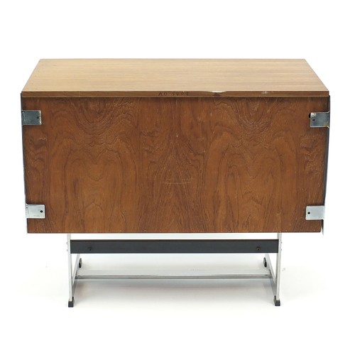 648 - Richard Young for Merrow Associates, 1970's rosewood and chrome side cabinet with drop down front en... 