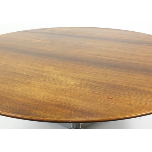 637 - Arne Jacobsen for Fritz Hansen, Danish rosewood and chrome dining table with label to the base numbe... 