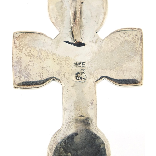 1153A - Four silver Celtic cross pendants, the largest 4.8cm high, total 36.7g