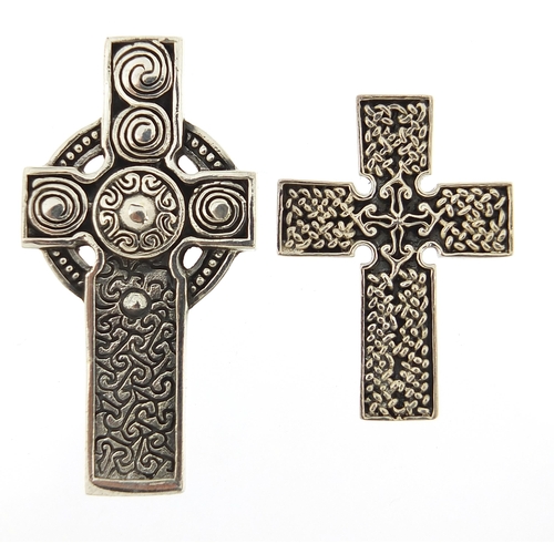 1171A - Four silver Celtic cross pendants, the largest 4.9cm high, total 33.3g