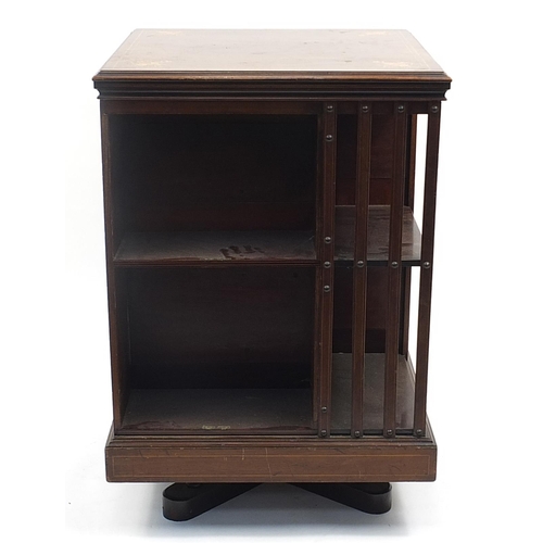 659a - Edwardian inlaid mahogany revolving bookcase, 87cm H x 59cm W x 59cm D