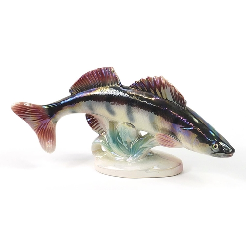 1532 - Jema, lustre glaze pottery fish, 40cm in length