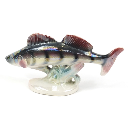 1532 - Jema, lustre glaze pottery fish, 40cm in length