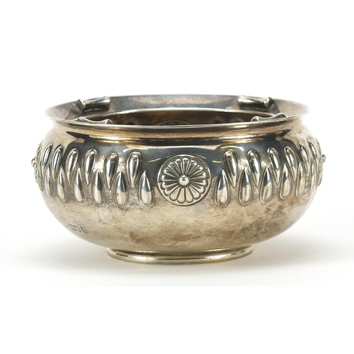 36 - Arts & Crafts circular silver bowl, ?.C.W maker's mark,  London 1904, 12cm in diameter, 236.0g