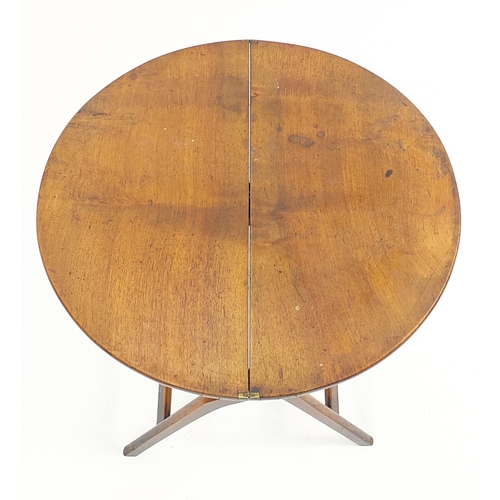 646A - Antique elm folding table, 59cm high x 56cm in diameter