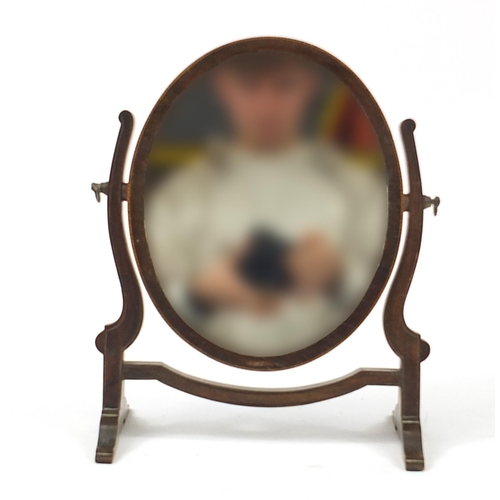 1534 - Edwardian inlaid mahogany swing mirror, 34cm high