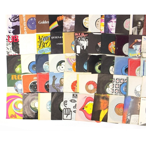 494 - Collection of 45rpm records including David Bowie, UB40 and James Brown