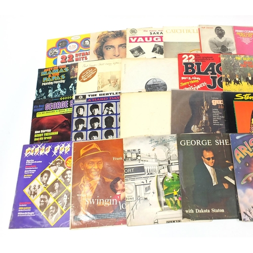 1573 - Vinyl LP's and 45's including David Bowie, Rolling Stones, The Beatles, Nat King Cole and Chubby Che... 