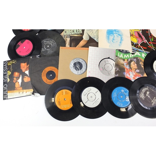 1573 - Vinyl LP's and 45's including David Bowie, Rolling Stones, The Beatles, Nat King Cole and Chubby Che... 
