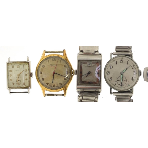 1540 - Six wristwatches, three Art Deco, including a vintage Rone