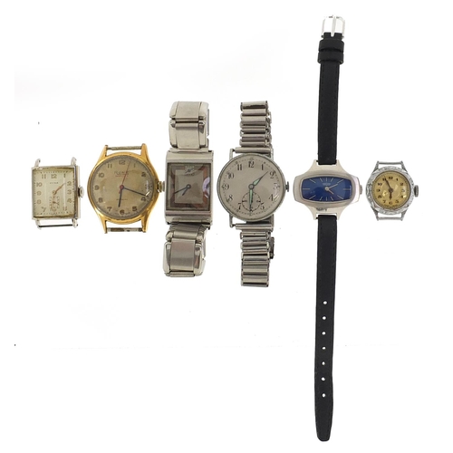 1540 - Six wristwatches, three Art Deco, including a vintage Rone