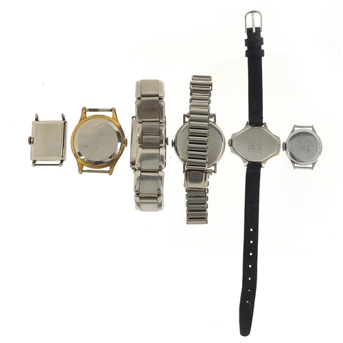 1540 - Six wristwatches, three Art Deco, including a vintage Rone